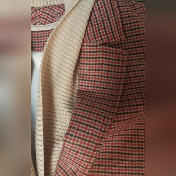 Grandpacore Blazer Wool Plaid Knit Trim Dark Academia Revival - Picture 11 of 15